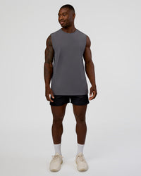 Man wearing Cadence MicroMotion Muscle Tank - Dark Storm | Model:Sam | Size:L | Thumbnail Index: 1