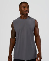 Man wearing Cadence MicroMotion Muscle Tank - Dark Storm | Model:Sam | Size:L | Thumbnail Index: 0