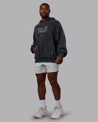 Man wearing Chrome Washed Oversized Hoodie - Black | Model:Sam | Size:L | Thumbnail Index: 5