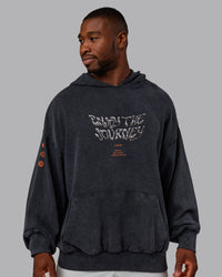 Man wearing Chrome Washed Oversized Hoodie - Black | Model:Sam | Size:L | Thumbnail Index: 2