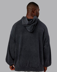 Man wearing Chrome Washed Oversized Hoodie - Black | Model:Sam | Size:L | Thumbnail Index: 3