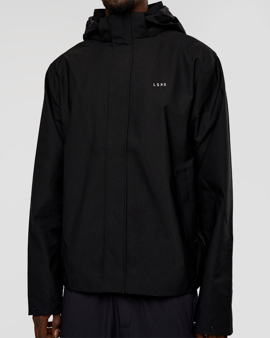 Man wearing Coaches Jacket - Black | Model:Okello | Size:L - view 8