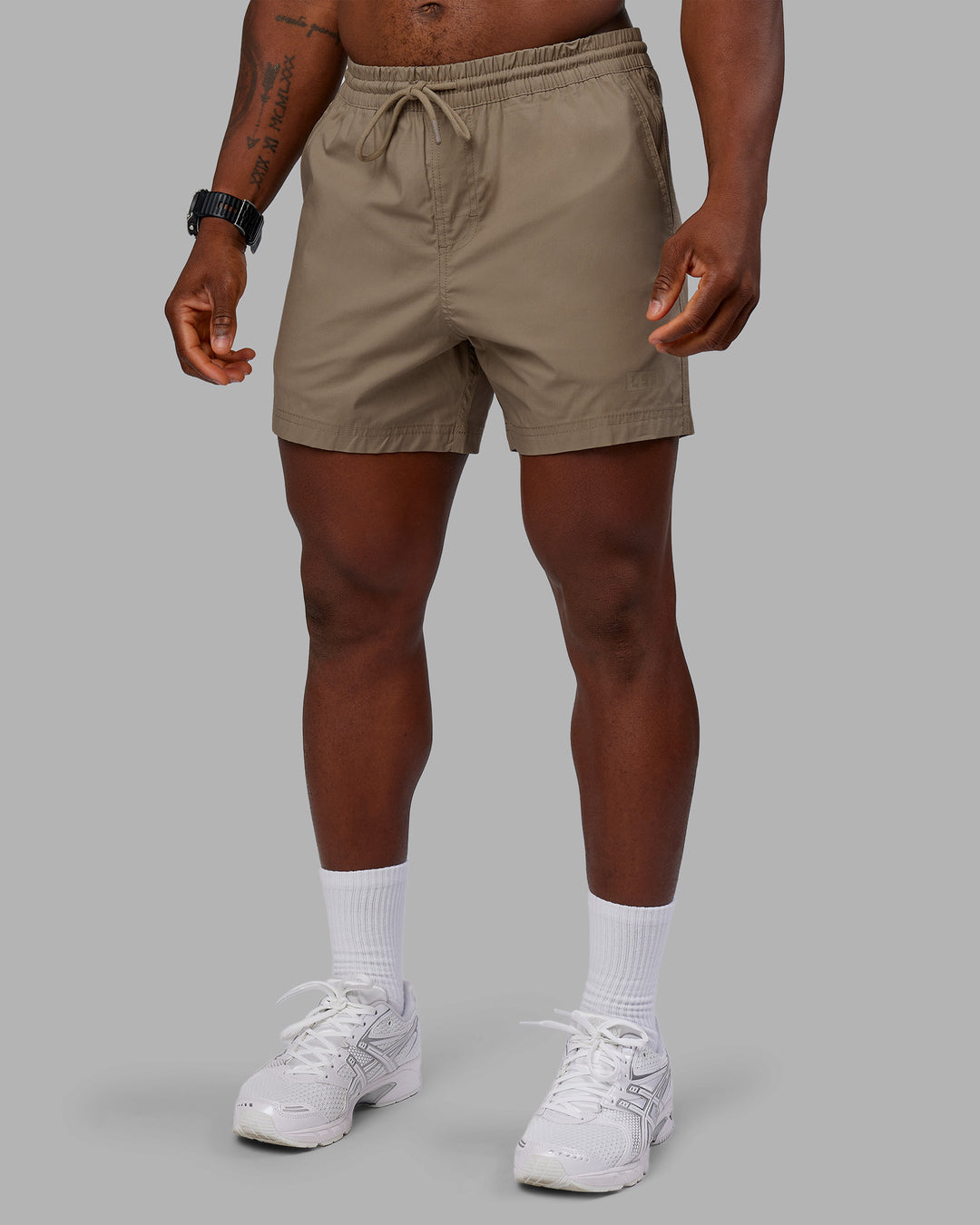 Man wearing Daily 5" Short - Greige | Model:Sam | Size:L - view 6