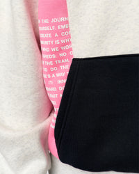 Man wearing Deconstructed Fleece Hoodie - Caviar-Candy Pink-Grey Marl | Model:Xav | Size:L | Thumbnail Index: 4