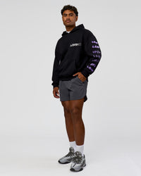 Man wearing Deconstructed Fleece Hoodie - Caviar-Marshmallow-Pale Lilac | Model:Xav | Size:L | Thumbnail Index: 5