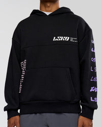 Man wearing Deconstructed Fleece Hoodie - Caviar-Marshmallow-Pale Lilac | Model:Xav | Size:L | Thumbnail Index: 13