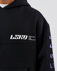 Man wearing Deconstructed Fleece Hoodie - Caviar-Marshmallow-Pale Lilac | Model:Xav | Size:L | Thumbnail Index: 12