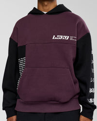 Man wearing Deconstructed Fleece Hoodie - Caviar-Midnight Plum | Model:Xav | Size:L | Thumbnail Index: 11