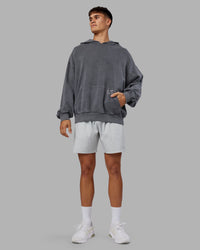 Man wearing ETJ Values Washed Unisex Oversize Hoodie - Dark Storm-Light Bubblegum | Model:Jackson | Size:L | Thumbnail Index: 8