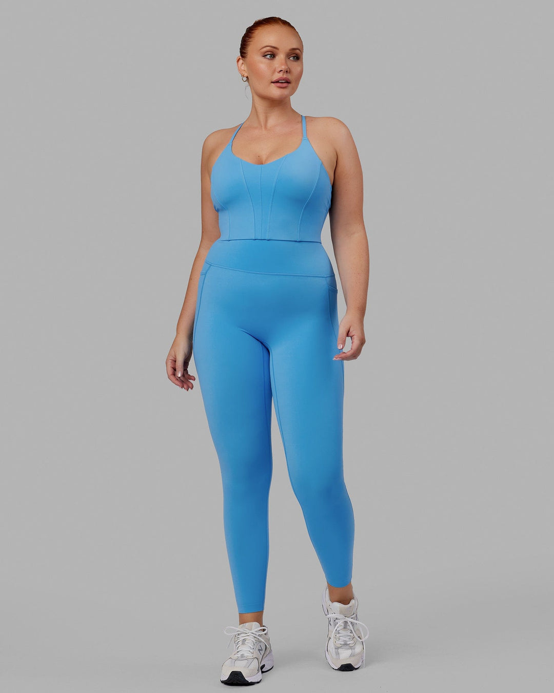 Woman wearing Elixir Ultra High-Rise Full Length Legging Pockets - Azure Blue - view 6