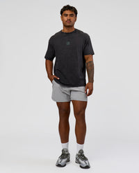 Man wearing Everyday Elevation FLXCotton Oversized Tee - Black Washed-Carbon Green | Model:Xav | Size:L | Thumbnail Index: 6
