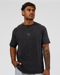 Man wearing Everyday Elevation FLXCotton Oversized Tee - Black Washed-Carbon Green | Model:Xav | Size:L | Thumbnail Index: 3