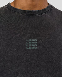Man wearing Everyday Elevation FLXCotton Oversized Tee - Black Washed-Carbon Green | Model:Xav | Size:L | Thumbnail Index: 2