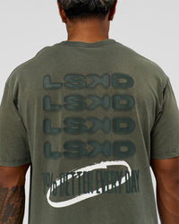 Man wearing Everyday Elevation FLXCotton Oversized Tee - Carbon Green Washed -White | Model:Xav | Size:L | Thumbnail Index: 9