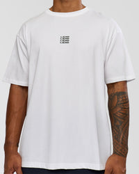 Man wearing Everyday Elevation FLXCotton Oversized Tee - White-Carbon Green | Model:Xav | Size:L | Thumbnail Index: 7