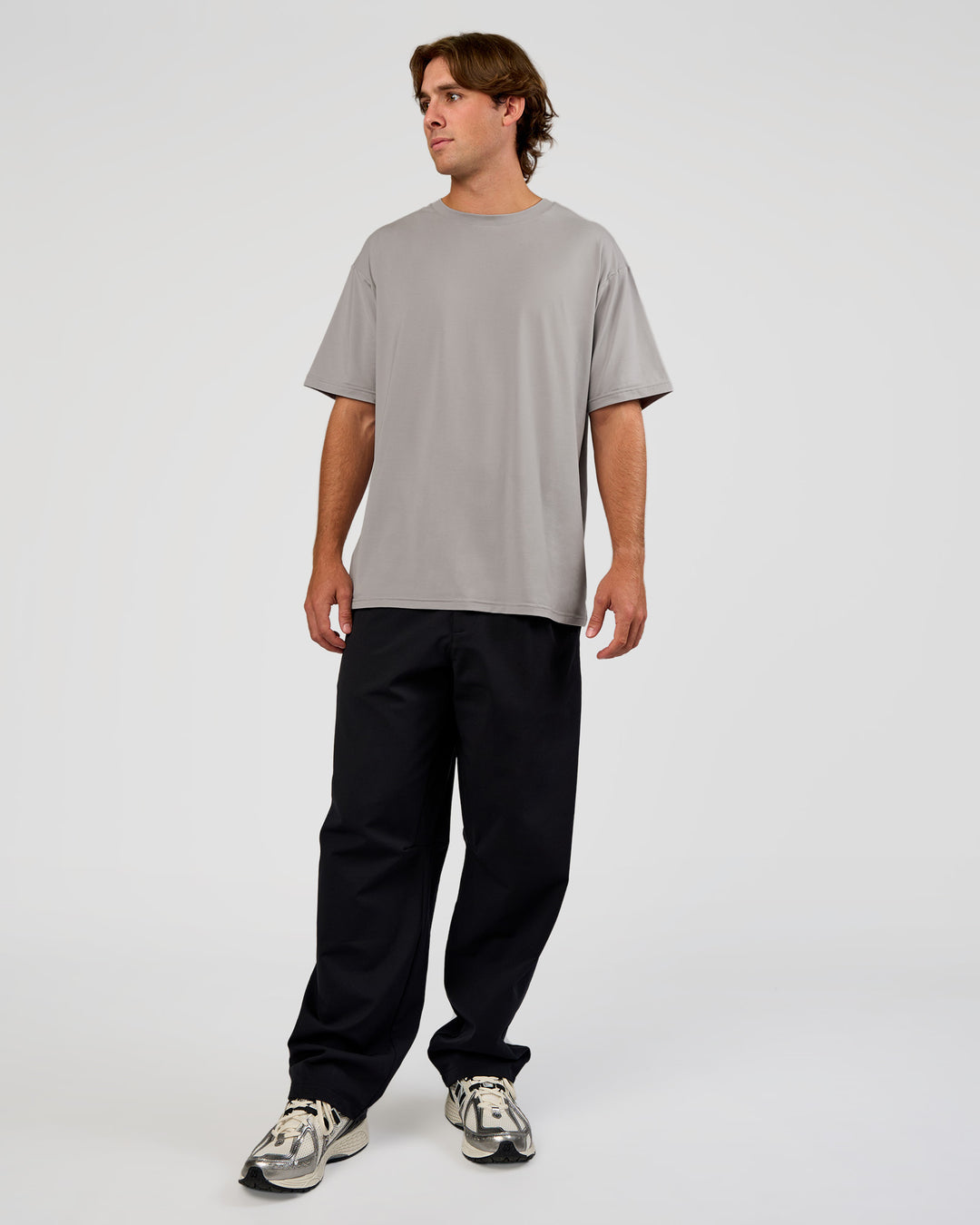 Man wearing Forever EffortlessTech Tee - Alloy | Model:Marcus | Size:L - view 4
