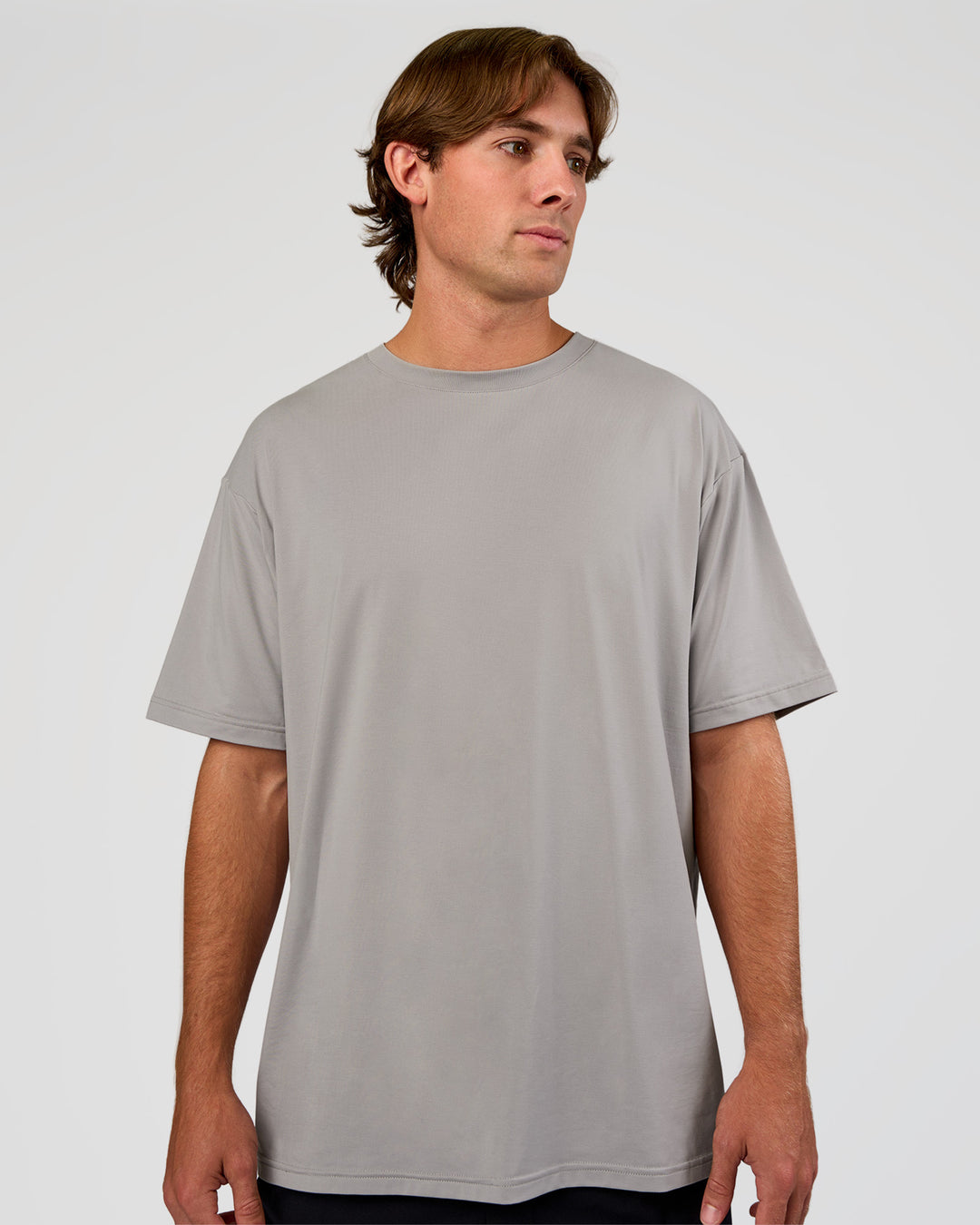 Man wearing Forever EffortlessTech Tee - Alloy | Model:Marcus | Size:L - view 1