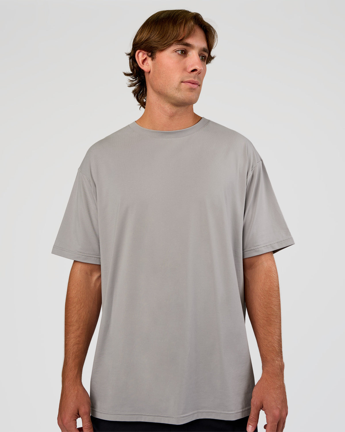 Man wearing Forever EffortlessTech Tee - Alloy | Model:Marcus | Size:L
