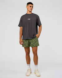 Man wearing Functional Training 5" Short - Friction Print Hyper Green | Model:Jackson | Size:L | Thumbnail Index: 6