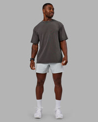 Man wearing Heart FLXCotton Oversized Tee - Washed Dark Storm-Violet Ray | Model:Sam | Size:L | Thumbnail Index: 5