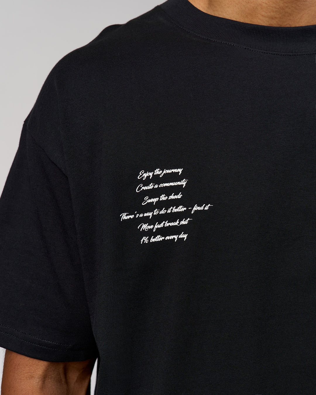 Man wearing Hype Heavyweight Unisex Oversized Tee - Black-White | Model:Xavier | Size:L - view 10