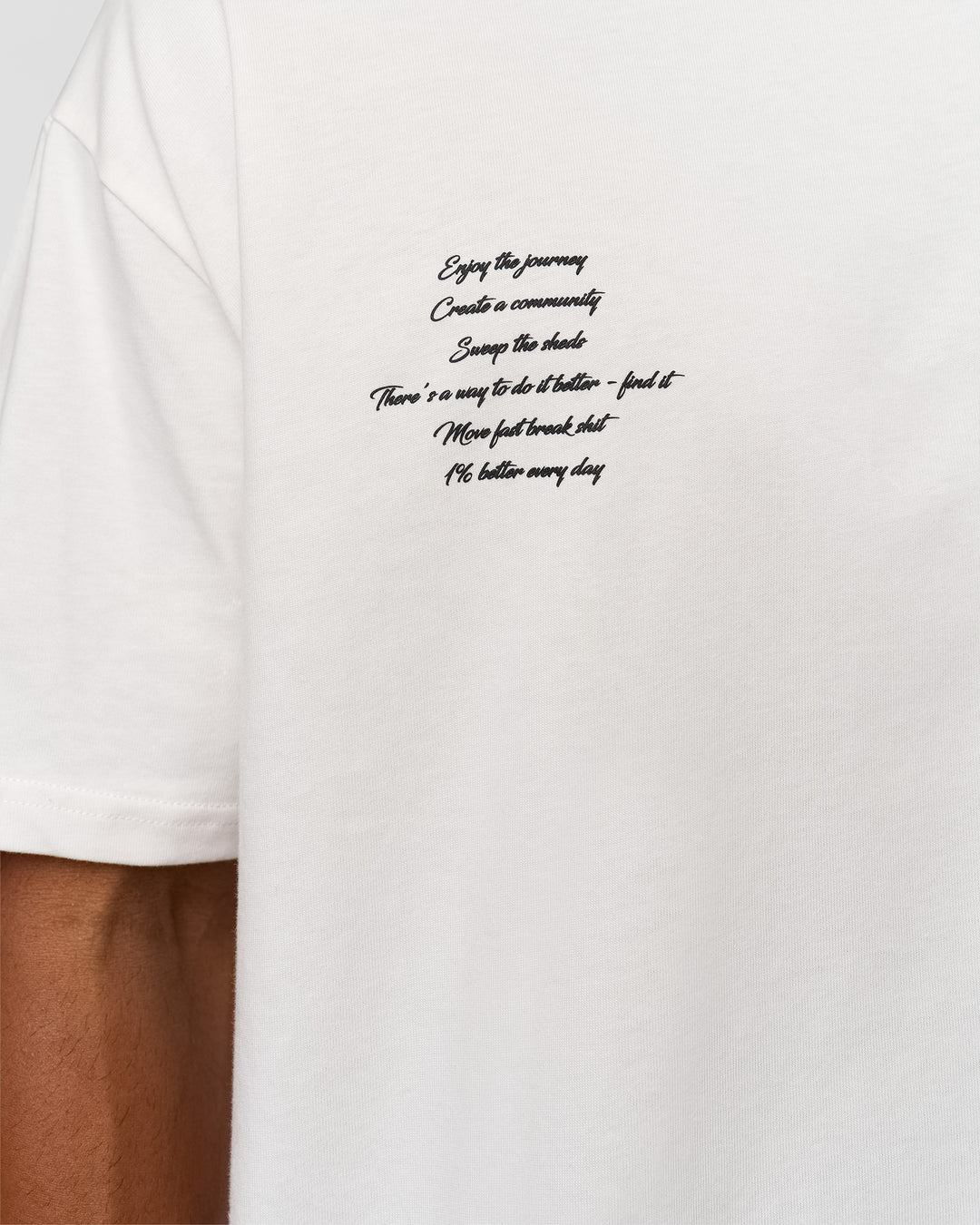 Man wearing Hype Heavyweight Unisex Oversized Tee - Off White-Black | Model:Xavier | Size:L - view 10