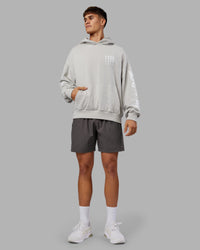 Man wearing Journey Washed Unisex Oversize Hoodie - Digital Mist-White | Model:Jackson | Size:L | Thumbnail Index: 12