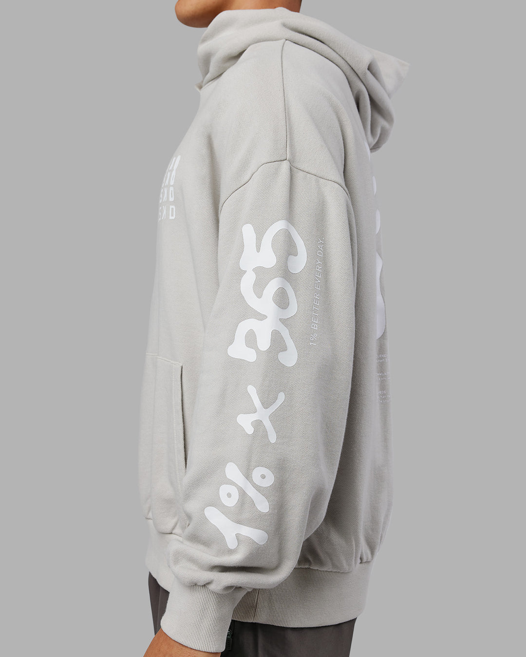 Man wearing Journey Washed Unisex Oversize Hoodie - Digital Mist-White | Model:Jackson | Size:L - view 5