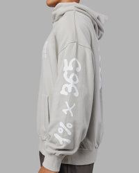 Man wearing Journey Washed Unisex Oversize Hoodie - Digital Mist-White | Model:Jackson | Size:L | Thumbnail Index: 4