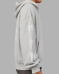 Man wearing Journey Washed Unisex Oversize Hoodie - Digital Mist-White | Model:Jackson | Size:L | Thumbnail Index: 5
