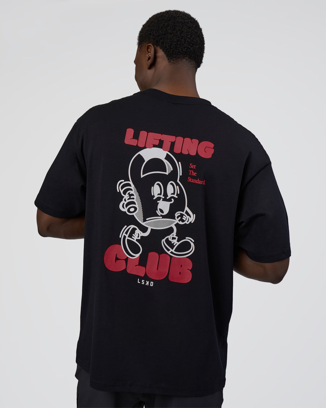Man wearing Kettle B FLXCotton Oversized Tee - Black-White | Model:Paabio | Size:L - view 2