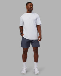 Man wearing Kettlebell FLXCotton Oversized Tee - White-Black | Model:Sam | Size:L | Thumbnail Index: 8