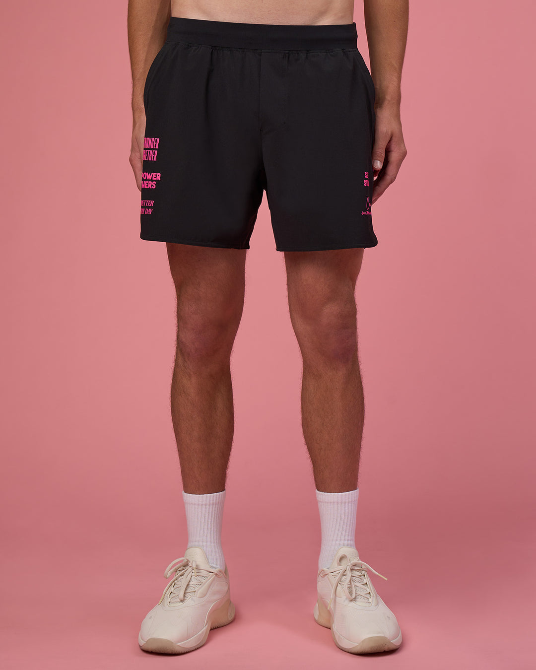 Man wearing Lift 6" Short - Black-Ultra Pink | Model:Brandon | Size:L - view 2