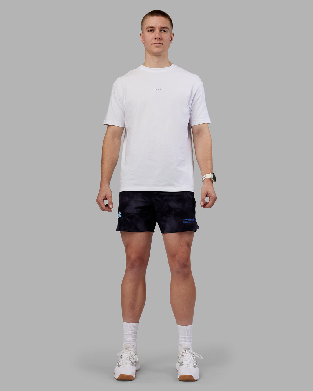 Man wearing Lift 6" Short - Black Washed-Blue | Model:Tom | Size:L - view 8