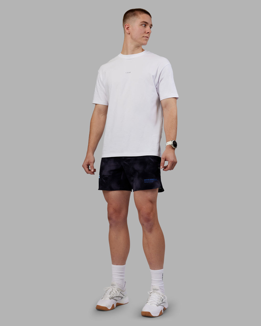 Man wearing Lift 6" Short - Black Washed-Blue | Model:Tom | Size:L - view 5