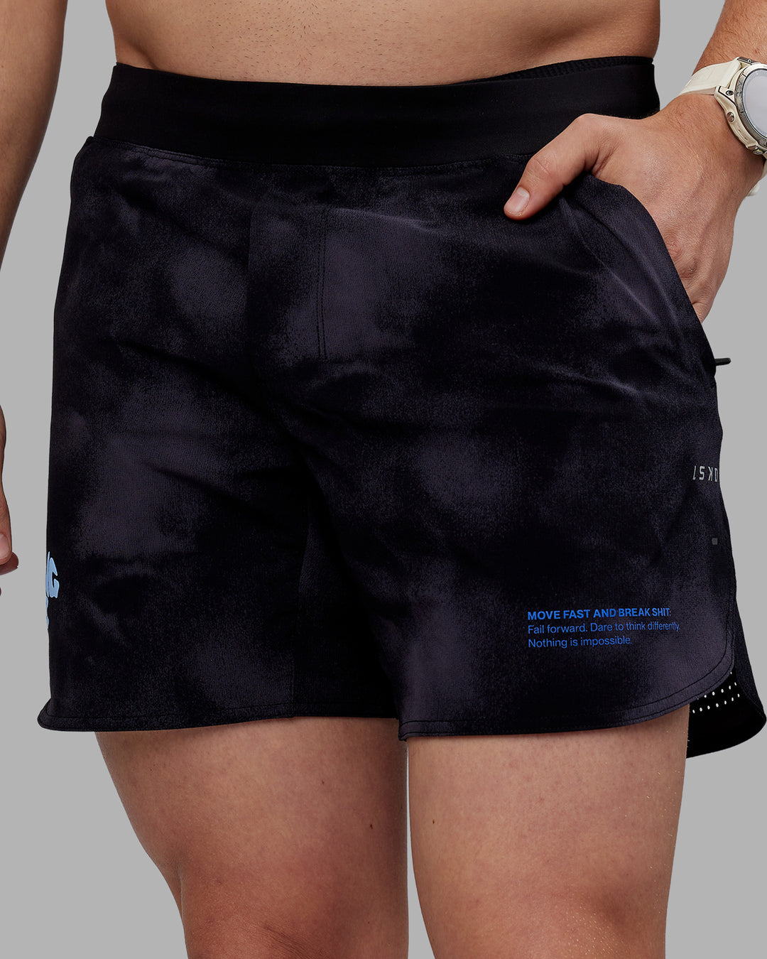 Man wearing Lift 6" Short - Black Washed-Blue | Model:Tom | Size:L - view 11