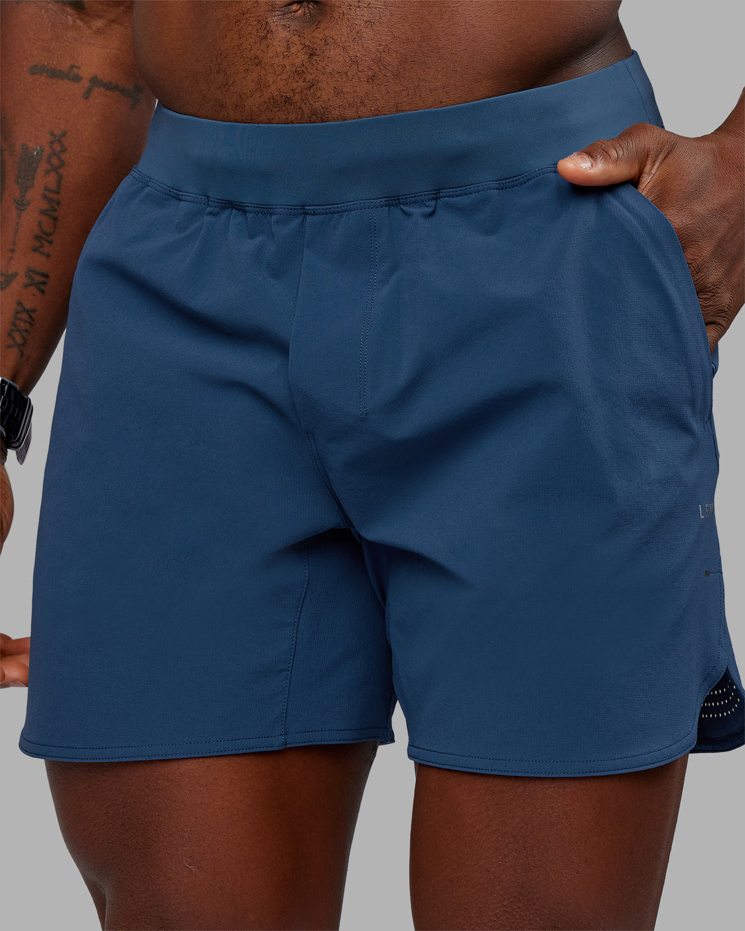 Man wearing Lift 6" Short - Indigo | Model:Sam | Size:L - view 3
