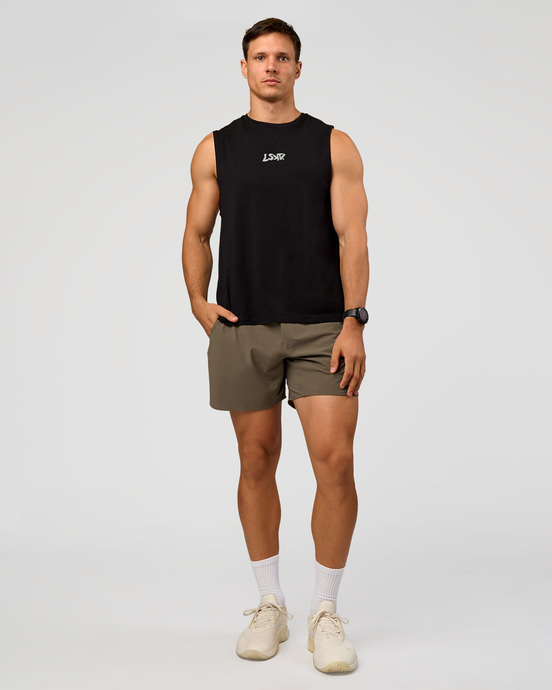 Man wearing Lift 6" Short - Walnut Grey | Model:Liam | Size:L - view 5