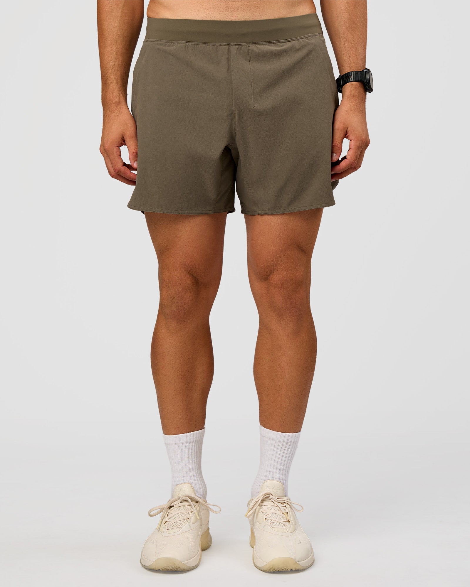 Man wearing Lift 6" Short - Walnut Grey | Model:Liam | Size:L