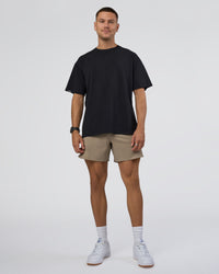Man wearing Lifting Club FLXCotton Tee Oversize - Black-Black | Model:Nikola | Size:L | Thumbnail Index: 9