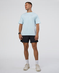 Man wearing Lifting FLXCotton Oversized Tee - Blue Aura-Ultra Pink | Model:Nikola | Size:L | Thumbnail Index: 5