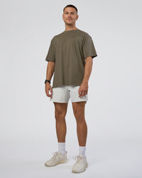 Man wearing Lifting FLXCotton Oversized Tee - Walnut Grey-Hot Chocolate | Model:Nikola | Size:L | Thumbnail Index: 5