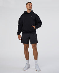 Man wearing Lifting Unisex Oversized Hoodie - Black-Flame| Model:Nikola | Size:L | Thumbnail Index: 2