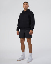 Man wearing Lifting Unisex Oversized Hoodie - Black-Flame| Model:Nikola | Size:L | Thumbnail Index: 6