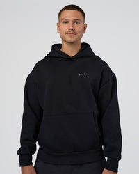 Man wearing Lifting Unisex Oversized Hoodie - Black-Flame| Model:Nikola | Size:L | Thumbnail Index: 5