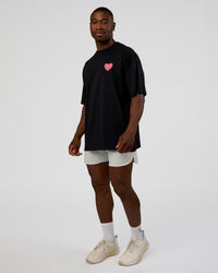 Man wearing Love the Journey FLXCotton Oversized Tee - Black-Flame | Model:Sam | Size:L | Thumbnail Index: 8