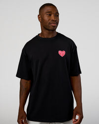 Man wearing Love the Journey FLXCotton Oversized Tee - Black-Flame | Model:Sam | Size:L | Thumbnail Index: 2