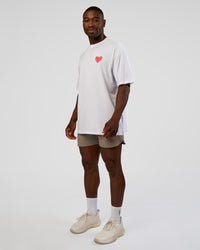 Man wearing Love the Journey FLXCotton Oversized Tee - White-Candy Pink | Model:Sam | Size:L | Thumbnail Index: 5