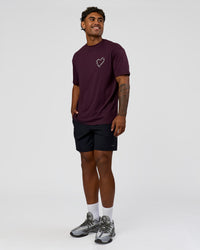 Man wearing Love The Process FLXCotton Oversize Tee - Midnight Plum-White | Model:Xav | Size:L | Thumbnail Index: 11
