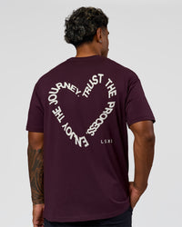 Man wearing Love The Process FLXCotton Oversize Tee - Midnight Plum-White | Model:Xav | Size:L | Thumbnail Index: 3